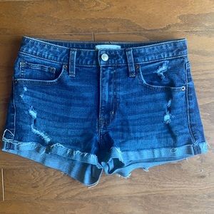 Abercrombie & Fitch Dark Blue Distressed Jean Shorts
